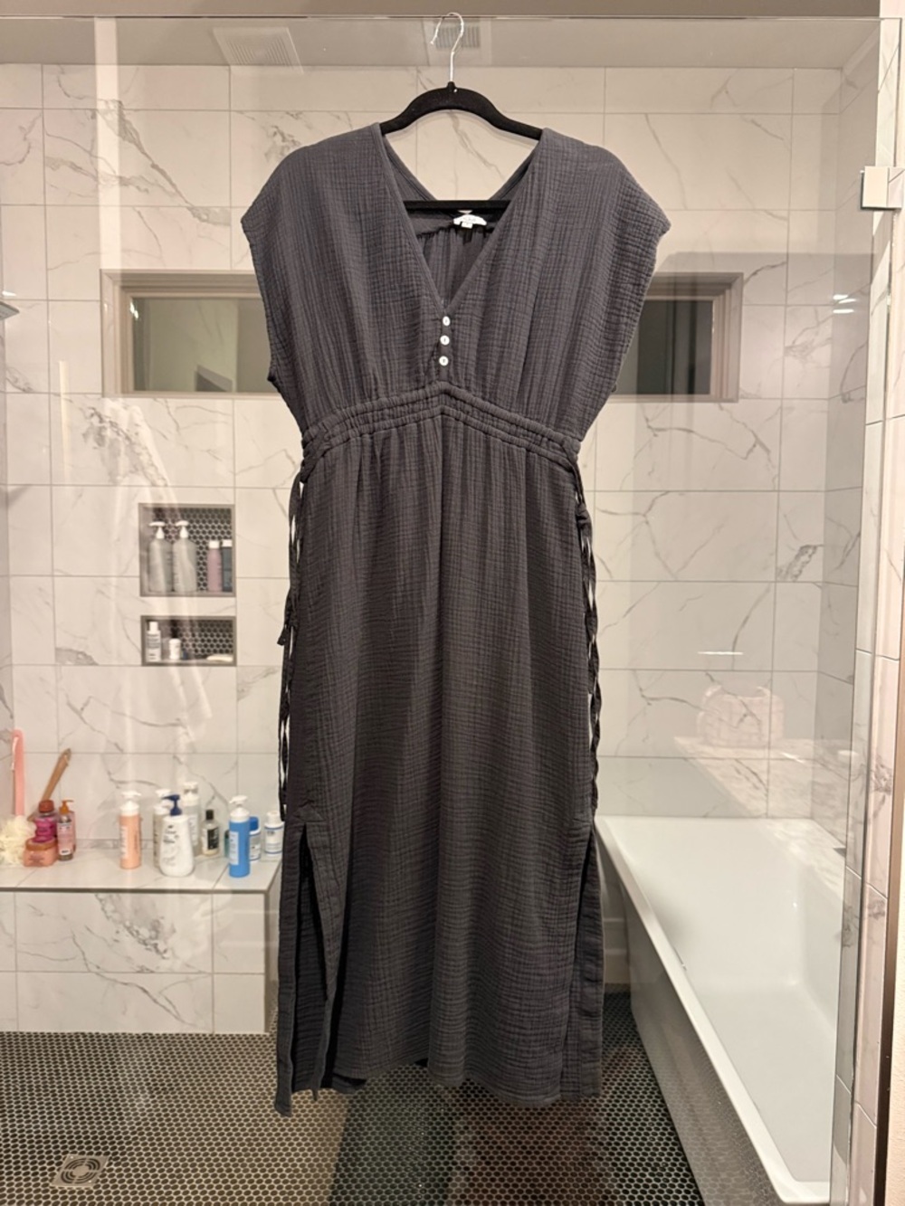 Rails Black V-Neck Maxi Dress with Side Braided Detail